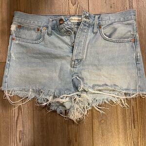 Madewell Frayed Hem Light Blue Jean Shorts